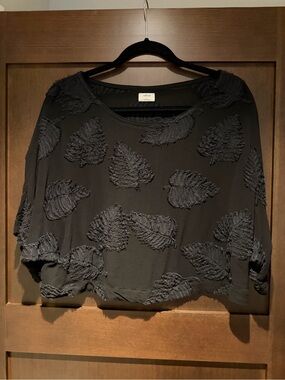 Wilfred Black Leaf-Appliqué Boxy Tunic